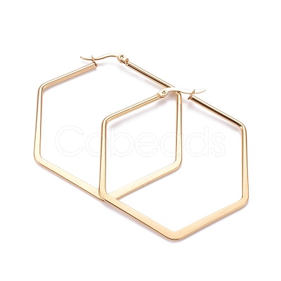 201 Stainless Steel Angular Hoop Earrings X-EJEW-F205-13G-B-1