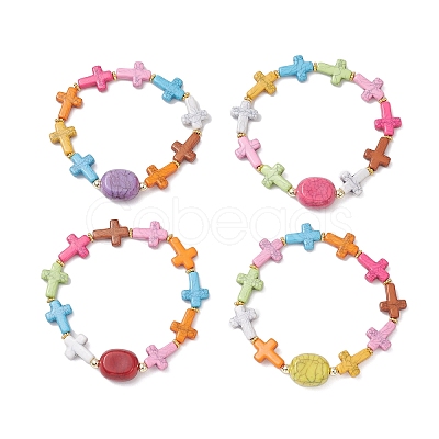 Cross Acrylic Stretch Bracelets BJEW-JB12616-1