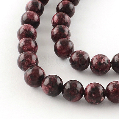 Dyed Natural Sesame Jasper Round Beads Strands G-R342-8mm-11-1