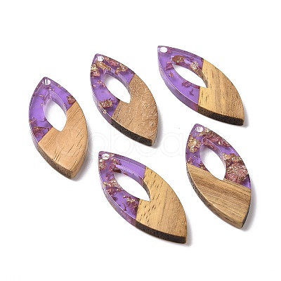 Transparent Resin & Walnut Wood Pendants RESI-N025-047A-03-1