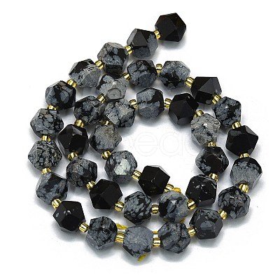 Natural Snowflake Obsidian Beads Strands G-I376-A04-01-1
