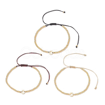 3Pcs Brass Round Beads Braided Bead Bracelets BJEW-JB12888-1