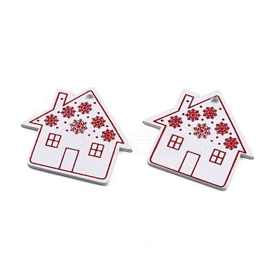 Christmas Spray Painted Wood Big Pendants WOOD-N005-104-1