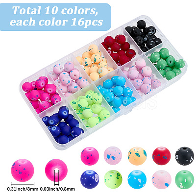 160Pcs 10 Colors Forsted Glass Beads Strands GLAA-SP0001-80-1