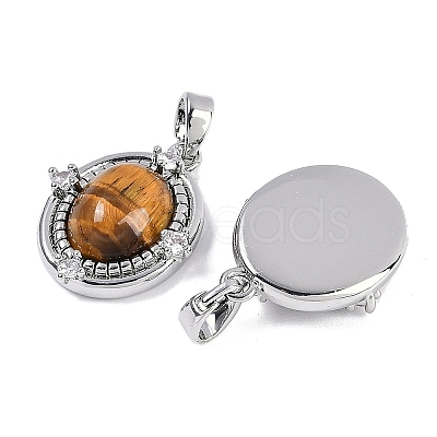 Natural Tiger Eye Oval Pendants KK-U043-44P-F-1
