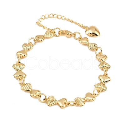 304 Stainless Steel Heart Link Chain Bracelets for Valentine's Day Gift BJEW-D359-17C-G-1