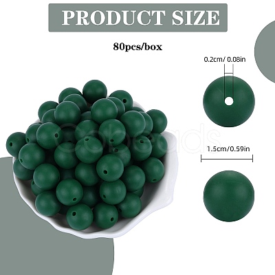 80Pcs Round Silicone Focal Beads SIL-SZ0001-24-40-1