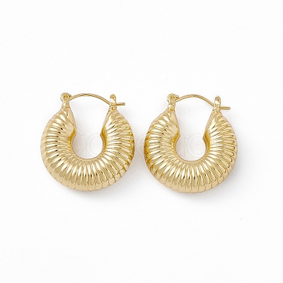 Brass Donut Thick Hoop Earrings for Women EJEW-I270-08G-1