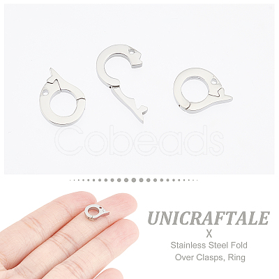 Unicraftale 3Pcs 304 Stainless Steel Fold Over Clasps STAS-UN0037-48-1