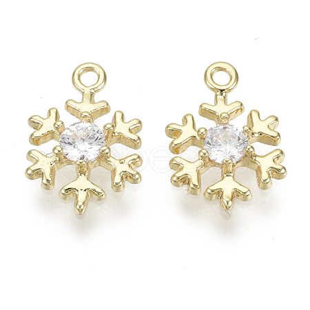 Brass Micro Pave Clear Cubic Zirconia Charms KK-S348-527-NF-1