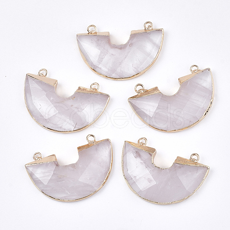 Electroplate Natural Quartz Crystal Semi Circle Pendants G-S344-42H-1