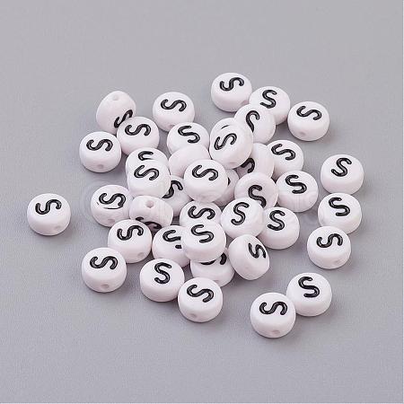 Acrylic Horizontal Hole Letter Beads X-PL37C9070-S-1