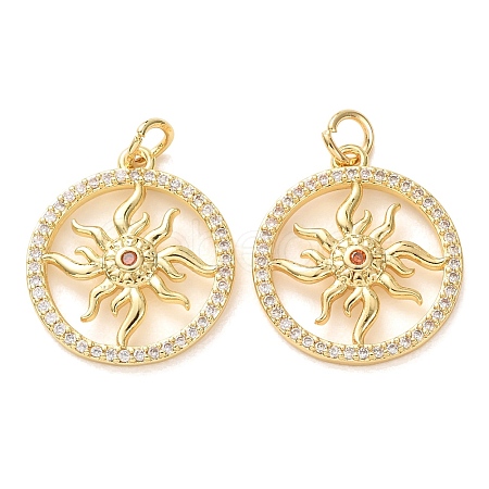 Brass Micro Pave Orange Cubic Zirconia Pendants CU-E003-16G-D-1