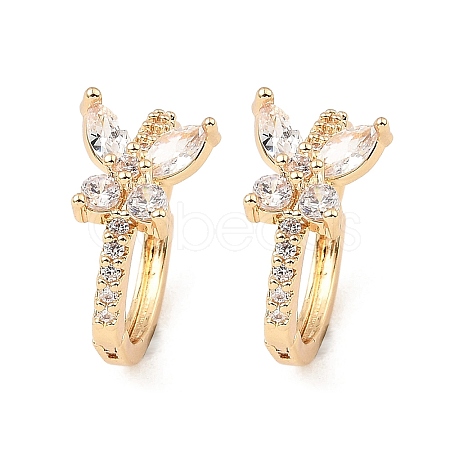 Brass Micro Pave Cubic Zirconia Hoop Earring EJEW-D078-52KCG-1