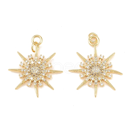 Brass Micro Pave Cubic Zirconia Pendants KK-C162-019G-1