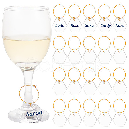 Transparent Acrylic Hexagon Wine Glass Charms AJEW-AB00113-1