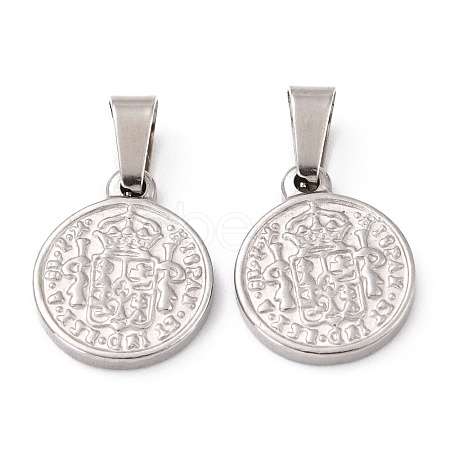 Tarnish Resistant 304 Stainless Steel Coin Pendants STAS-F183-01P-B-1