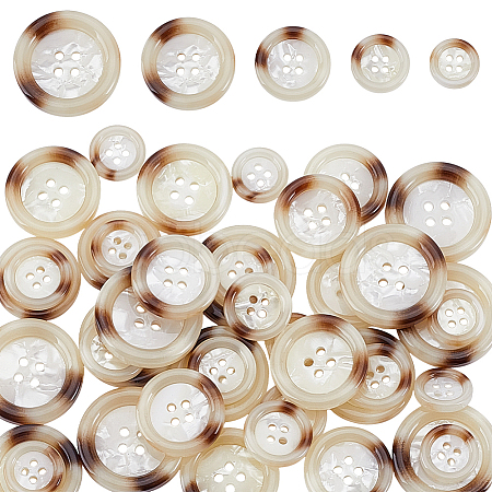 40Pcs 5 Styles Resin Buttons BUTT-WR0001-34-1