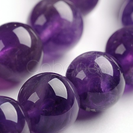 Round Natural Amethyst Gemstone Bead Strands G-J333-01-10mm-1