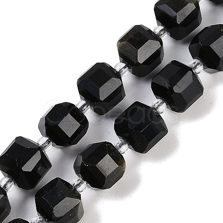 Natural Golden Sheen Obsidian Beads Strands G-B125-O03-01-1