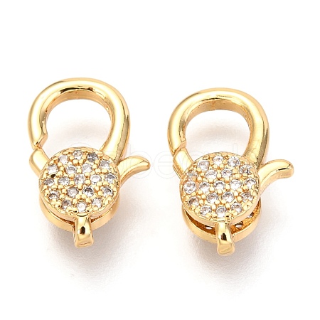 Brass Micro Pave Cubic Zirconia Lobster Claw Clasps ZIRC-O038-23G-1