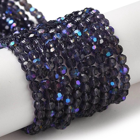 Electroplate Transparent Glass Beads Strands EGLA-A035-T4mm-L15-1