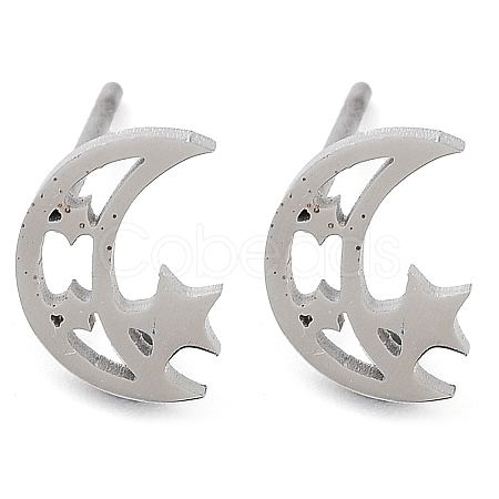 Non-Tarnish 304 Stainless Steel Stud Earrings EJEW-M242-01B-P-1