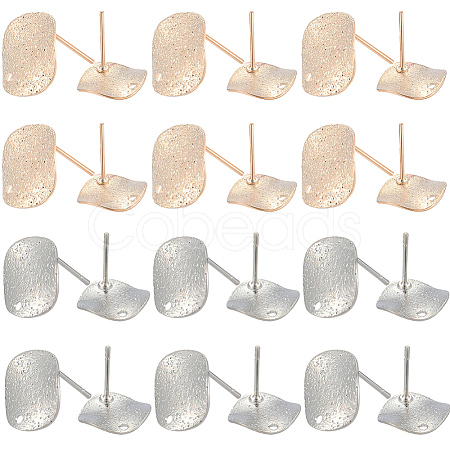 40Pcs 2 Colors Brass Stud Earrings Findings KK-SC0006-86-1