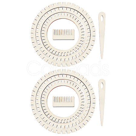 Gear Shape Wooden Cicular Weaving Loom Sets WOOD-WH0029-09-1