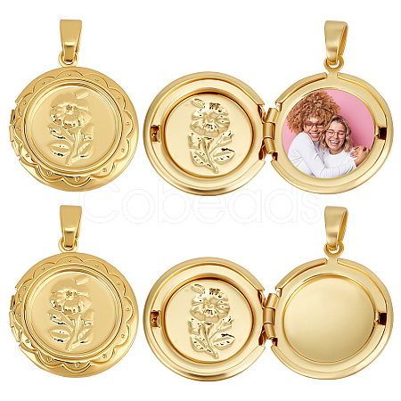 6Pcs Brass Locket Pendants KK-BBC0015-49-1