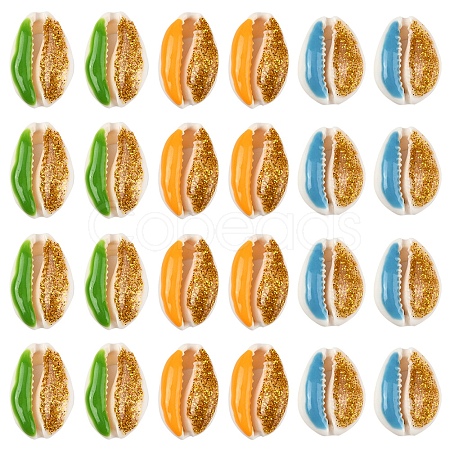 18Pcs 3 Colors Enamel Cowrie Shell Beads SSHEL-FS0001-03-1