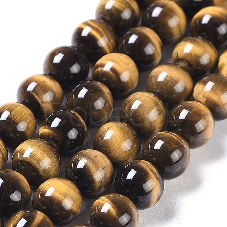 Natural Tiger Eye Round Bead Strands G-L411-07-8mm-1