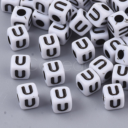 White Opaque Acrylic Beads MACR-R869-02U-1
