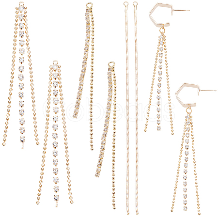 12Pcs 3 Styles Brass Tassel Pendants Sets KK-SC0005-08-1