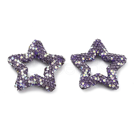 Star Shape Polymer Clay Rhinestone Beads CLAY-NH0001-06N-1