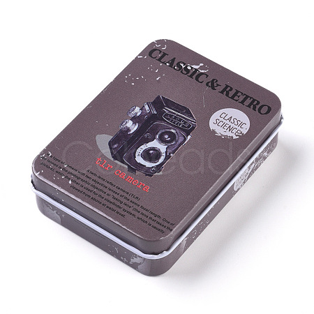 Camera Pattern Tinplate Empty Boxes CON-WH0073-15N-1