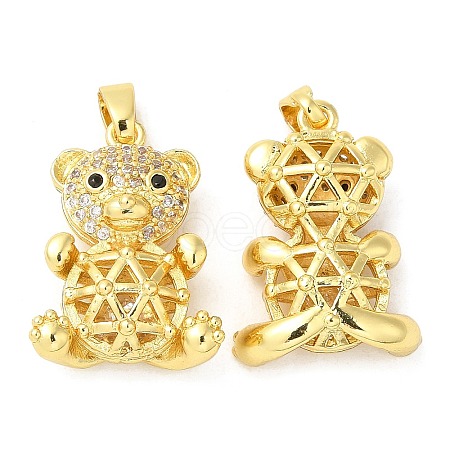 Rack Plating Brass Micro Pave Cubic Zirconia Pendants KK-M252-01G-1