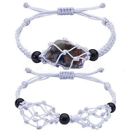 Adjustable Braided Nylon Cord Macrame Pouch Bracelet Making AJEW-SW00013-08-1