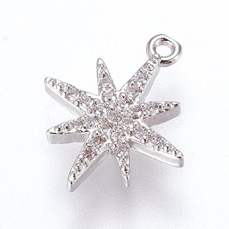 Brass Micro Pave Cubic Zirconia Charms ZIRC-G116-09P-1