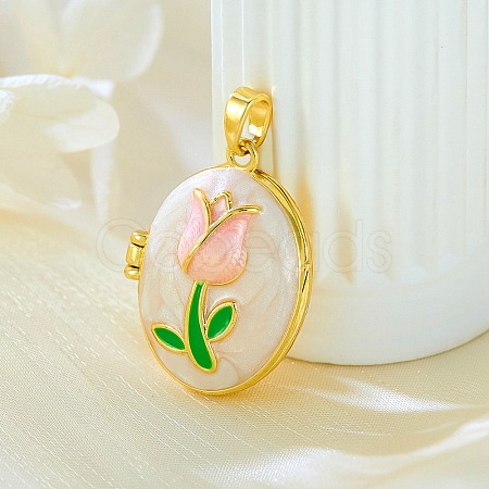 Brass Enamel Locket Pendants X-KK-F912-05C-G-1