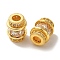 Rack Plating Brass Pave Clear Cubic Zirconia European Beads, Cadmium Free & Lead Free, Column, Golden, 12.5x9.5mm, Hole: 4mm