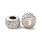 Platinum Color Core CCB Plastic European Bead, with Rhinestone, Large Hole Beads, Column, Crystal, 10.5x7mm, Hole: 4.8mm