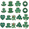 SUNNYCLUE 18Pcs 9 Styles Saint Patrick's Day Alloy Enamel Pendants, with Sequins, Clover/Word Luck/Hat Charm, Green, 25.5~33.5x22~29x2mm, Hole: 1.5mm, 2pcs/style