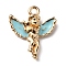 Alloy Enamel Pendants, Angel, Light Sky Blue, 18.5x16x4mm, Hole: 1.8mm