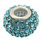 Resin Rhinestone Beads, with Silver Color Brass Double Cores, Grade A, Rondelle, Aquamarine, 10x7mm, Hole: 2.5mm