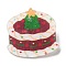 Christmas Theme Acrylic Brooch, with 201 Stainless Steel Pin, Cake, Food, 26.5x27x7mm