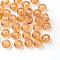 Glass European Beads, Large Hole Beads, No Metal Core, Rondelle, Gold, 14x8mm, Hole: 5mm