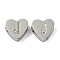 Tarnish Resistant 304 Stainless Steel Beads, Heart with Letter, Stainless Steel Color, Letter J, 7x8x3mm, Hole: 2mm