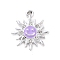 Alloy Enamel Pendants, with Crystal Rhinestone, Smiling Sun Charms, Platinum, Lilac, 22.5x19.5x2.5mm, Hole: 2mm