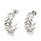 Non-Tarnish Leaf Wrap Stud Earrings, 304 Stainless Steel Half Hoop Earrings for Women, Stainless Steel Color, 20.5x22x8mm, Pin: 0.8mm